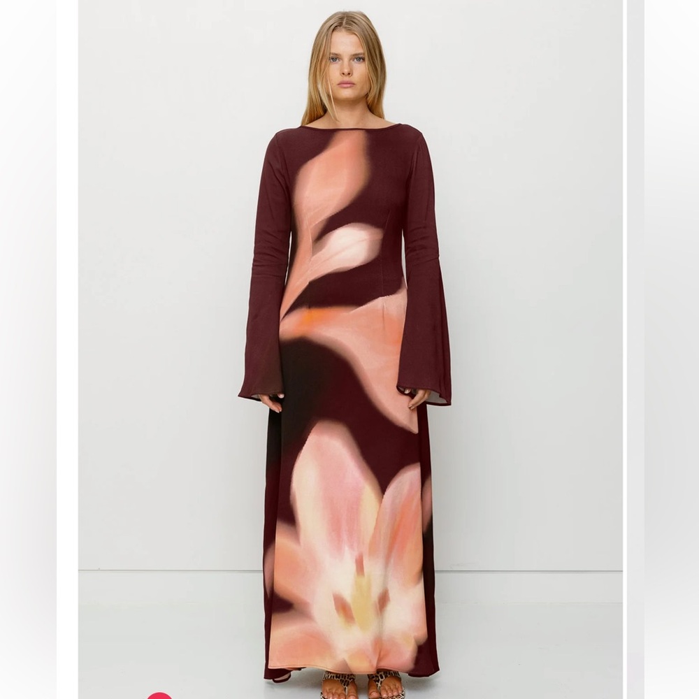 Wolf Gang Leona Elegant Maxi Long Sleeve Dress